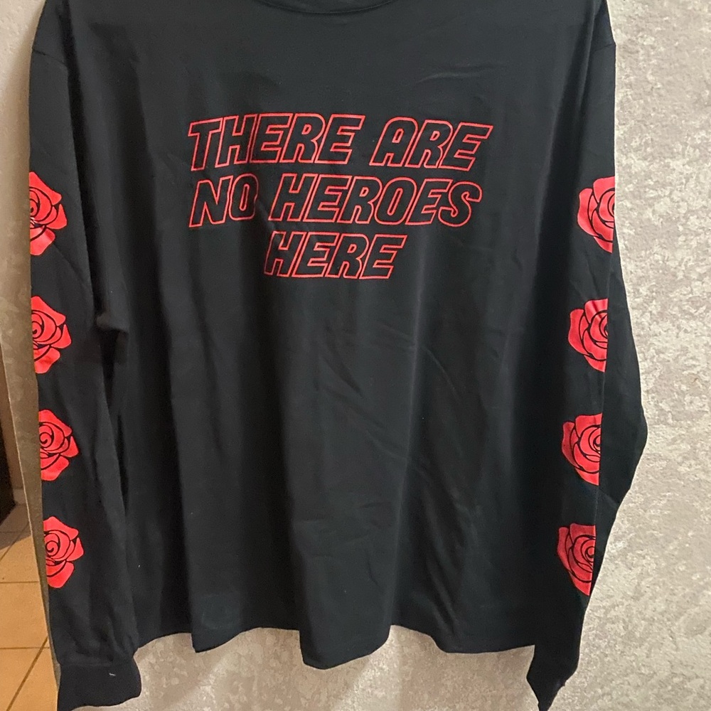 Brand New Black long sleeve with red flowers